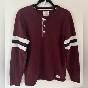 Abercrombie and Fitch Sweatshirt Rugby Varsity Style Henley Small Burgundy Blue